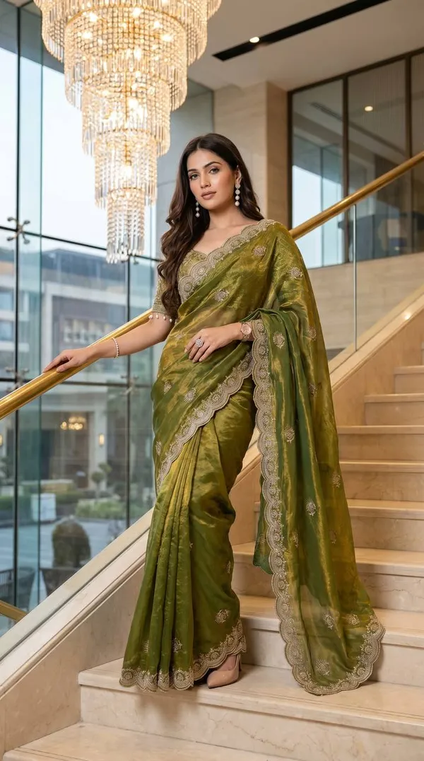Olive_Green_Satin_Silk_Embroidered_Saree_For_Women