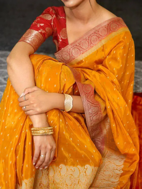 Orange_Lichi_Silk_Woven_Traditional_Saree_For_Women
