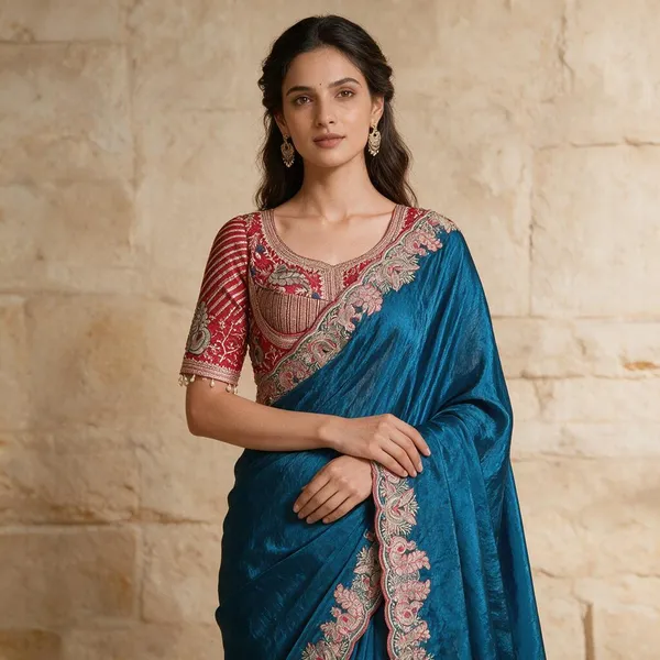 Blue_Satin_Silk_Embroidered_Saree_For_Women