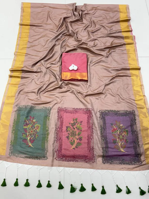 Taupe_Cotton_Floral_Border_Saree_For_Women