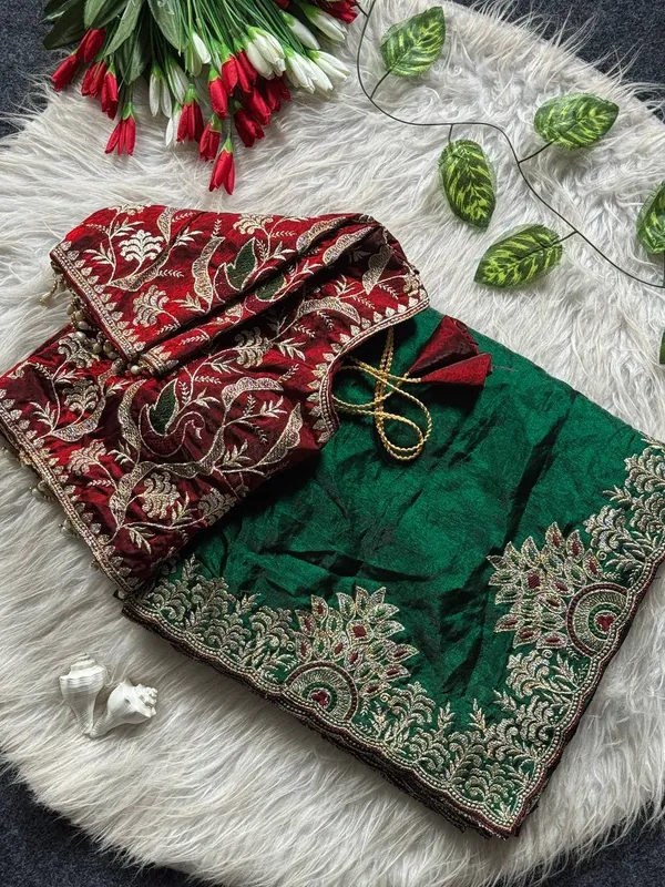 Green_Satin_Silk_Embroidered_Saree_For_Women