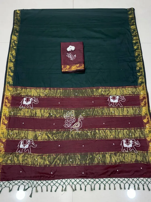 Green_Cotton_Silk_Printed_Saree_For_Women