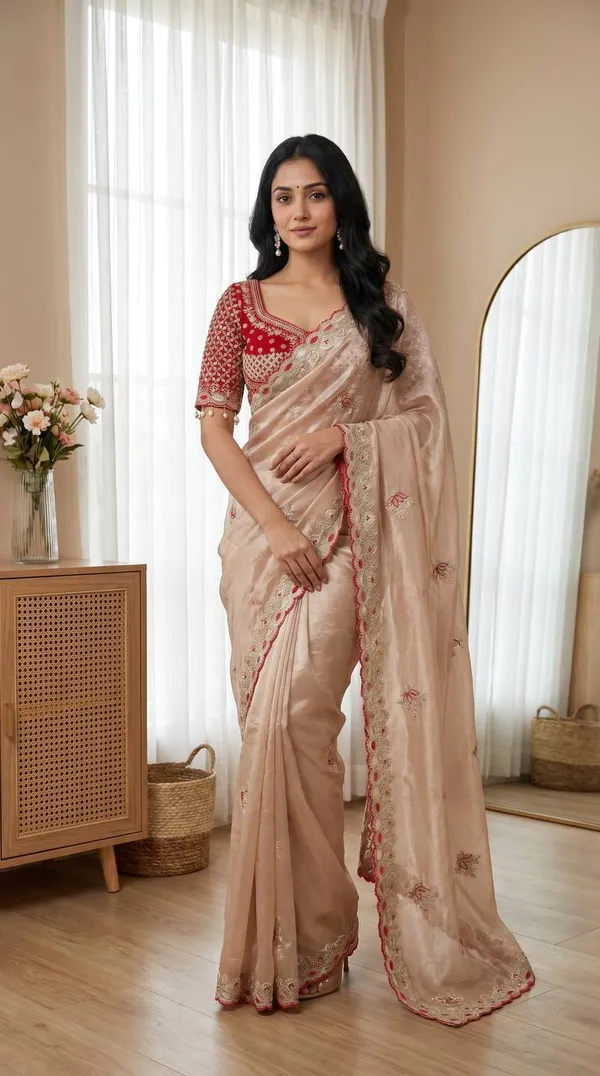 Peach_Satin_Silk_Embroidered_Saree_For_Women