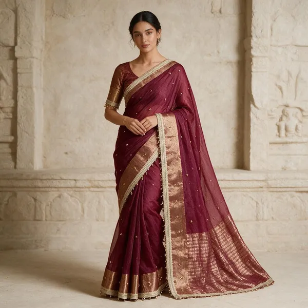 Deep_Magenta_Soft_Tissue_Silk_Saree_For_Women