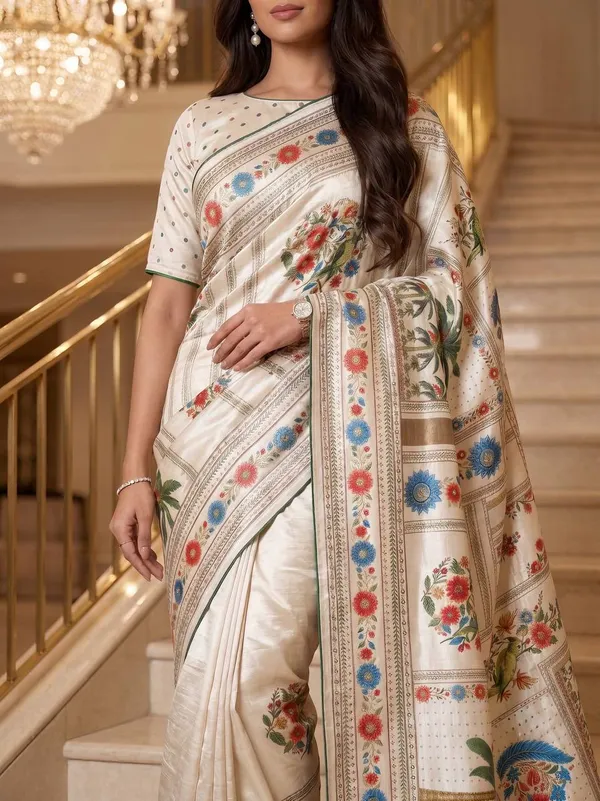 Cream_Crepe_Silk_Floral_Printed_Saree_For_Women