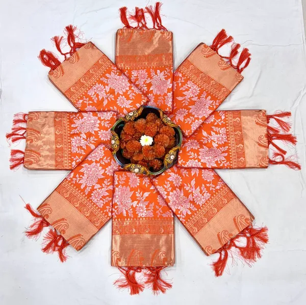 Orange_Lichi_Silk_Printed_Saree_For_Women