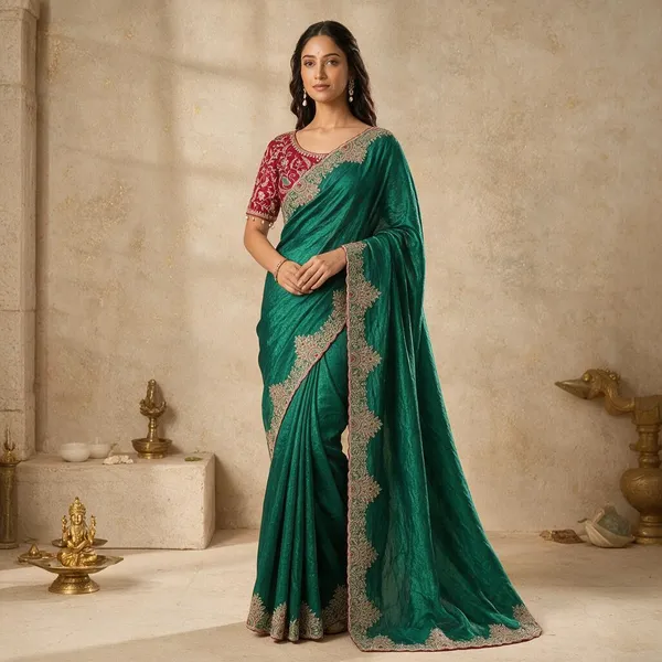 Green_Satin_Silk_Embroidered_Saree_For_Women