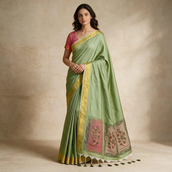 Green_Cotton_Printed_Saree_For_Women