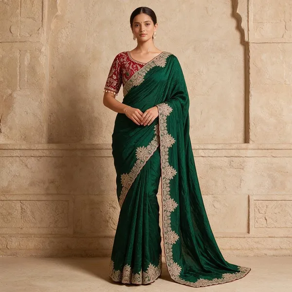 Green_Satin_Silk_Embroidered_Saree_For_Women