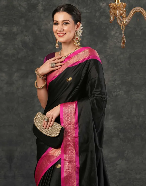 Ruby_Red_Lichi_Silk_Woven_Traditional_Saree_For_Women
