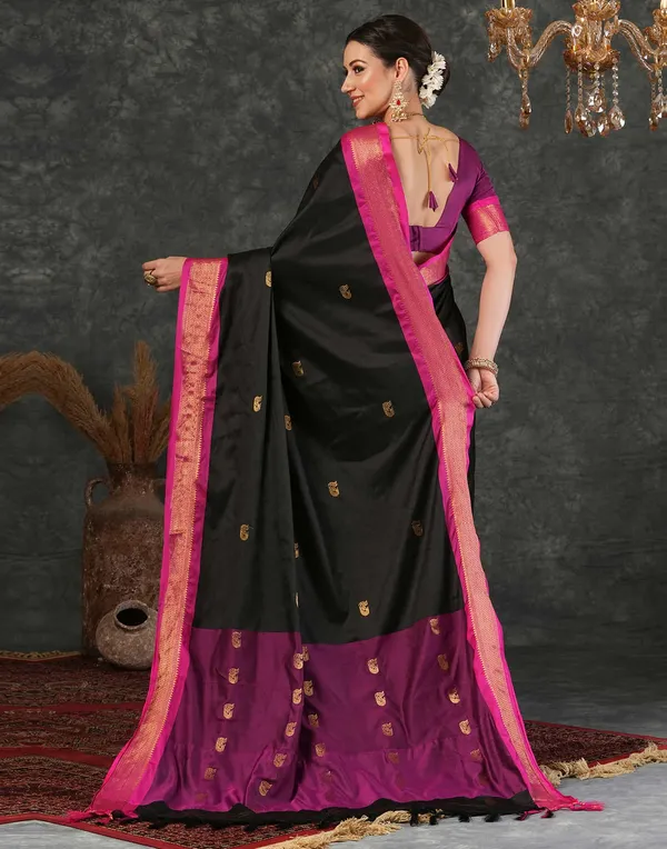 Ruby_Red_Lichi_Silk_Woven_Traditional_Saree_For_Women