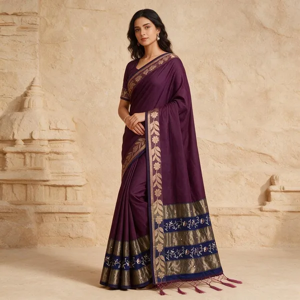 Purple_Cotton_Silk_Handloom_Woven_Saree_For_Women