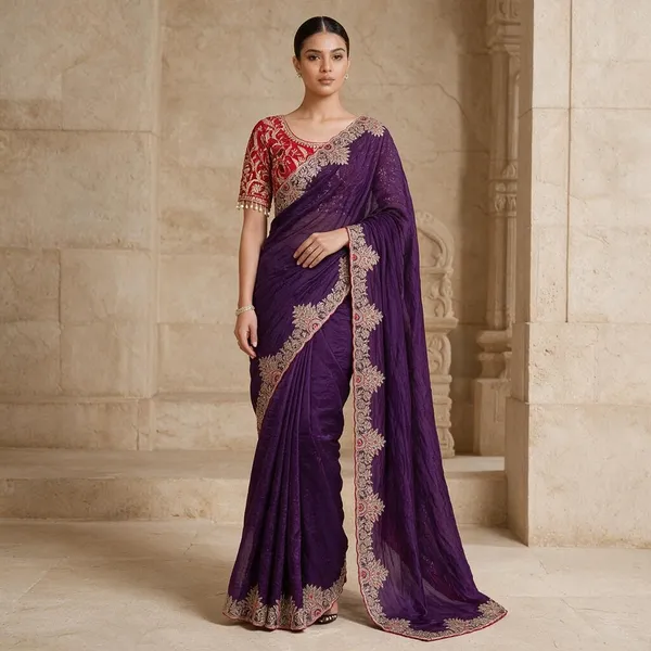 Purple_Satin_Silk_Embroidered_Saree_For_Women