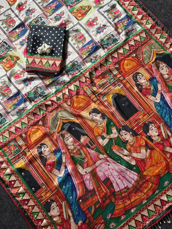Cream_Multicolor_Modal_Crepe_Silk_Printed_Saree_For_Women