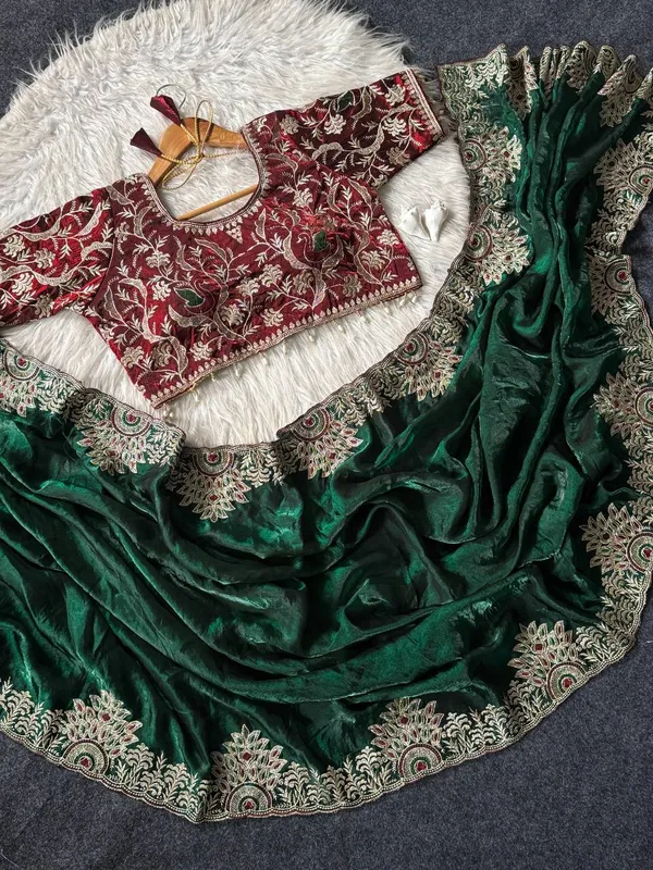 Green_Satin_Silk_Embroidered_Saree_For_Women