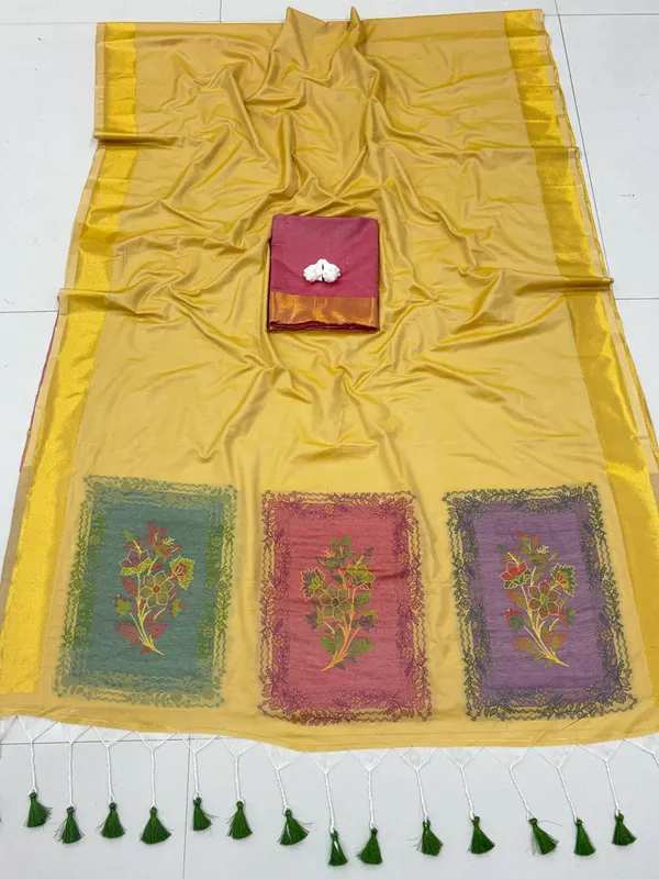 Yellow_South_Handloom_Cotton_Meenakari_Saree_For_Women