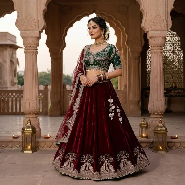 Maroon_Satin_Silk_Embroidered_Saree_For_Women