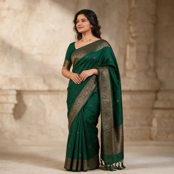 Green_Lichi_Silk_Woven_Saree_For_Women