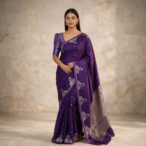 Purple_Lichi_Silk_Floral_Woven_Saree_For_Women