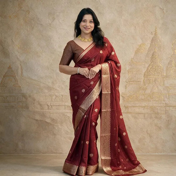 Maroon_Lichi_Silk_Woven_Saree_For_Women