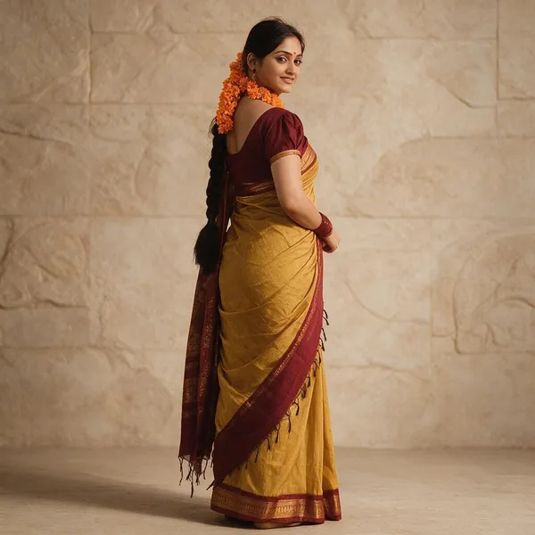 Mustard_Yellow_Lichi_Silk_Traditional_Saree_For_Women