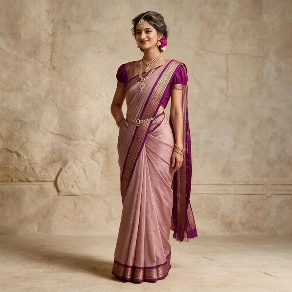 Pink_&_Purple_Lichi_Silk_Zari_Border_Woven_Saree_For_Women