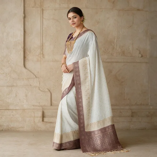 Ivory_Lichi_Silk_Printed_Saree_For_Women