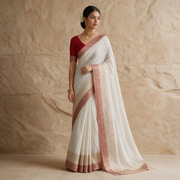 White_Lichi_Silk_Woven_Traditional_Saree_For_Women