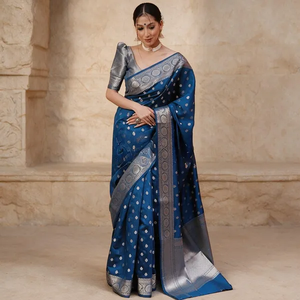 Blue_Lichi_Silk_Woven_Traditional_Saree_For_Women