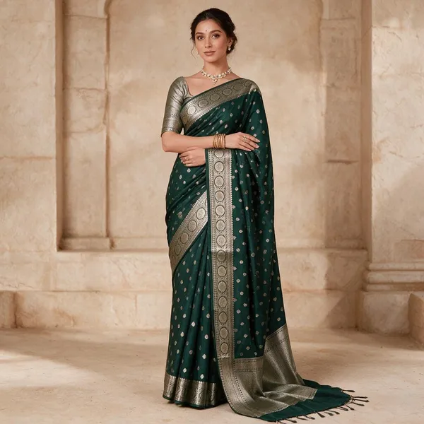 Green_Lichi_Silk_Woven_Traditional_Saree_For_Women