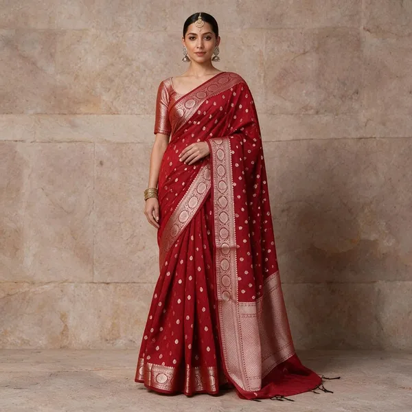 Red_Lichi_Silk_Traditional_Saree_For_Women