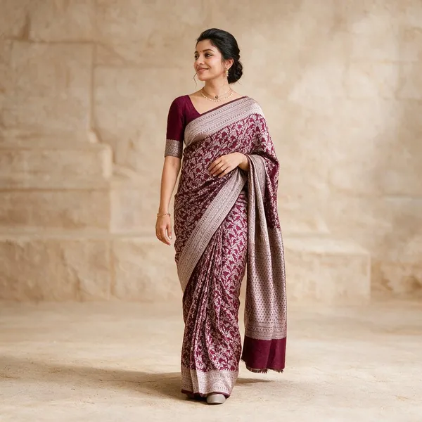 Maroon_Lichi_Silk_Paisley_Printed_Saree_For_Women
