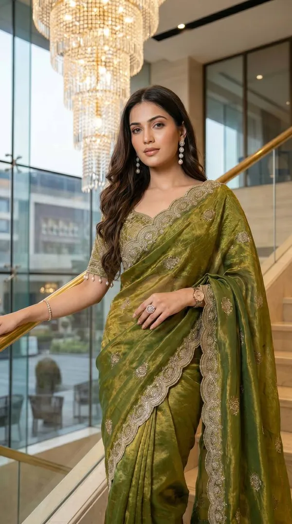 Olive_Green_Satin_Silk_Embroidered_Saree_For_Women
