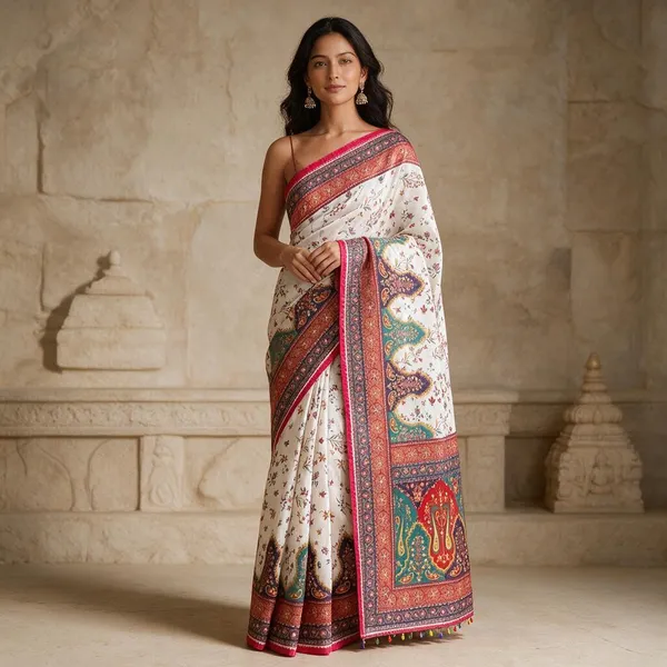 White_Modal_Satin_Crepe_Silk_Printed_Saree_For_Women