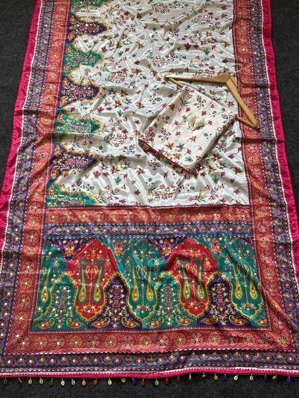 White_Modal_Satin_Crepe_Silk_Printed_Saree_For_Women