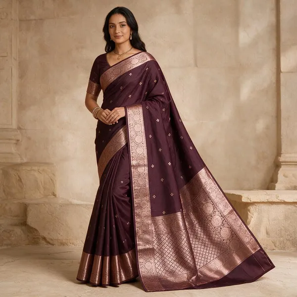 Maroon_Banarasi_Soft_Silk_Woven_Traditional_Saree_For_Women
