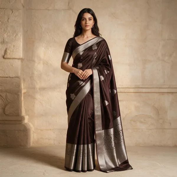Brown_Banarasi_Soft_Silk_Woven_Saree_For_Women