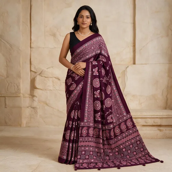 Maroon_Satin_Silk_Printed_Saree_For_Women