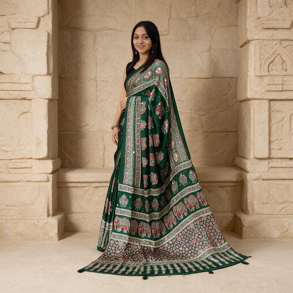Green_Satin_Silk_Printed_Ethnic_Saree_For_Women