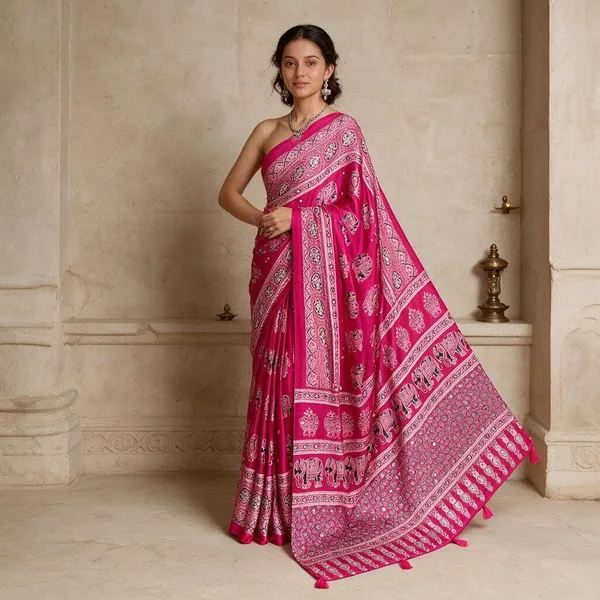Pink_Satin_Silk_Printed_Saree_For_Women