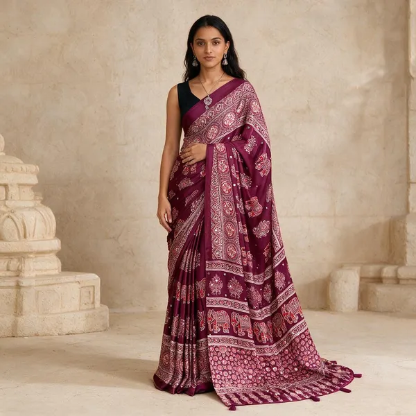 Pink_Satin_Silk_Printed_Saree_For_Women