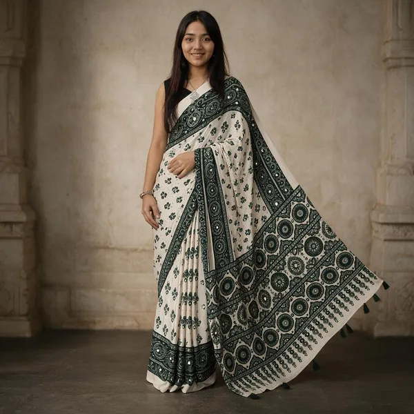 White_Satin_Silk_Printed_Traditional_Saree_For_Women