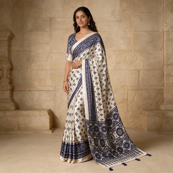 White_Satin_Silk_Printed_Saree_For_Women