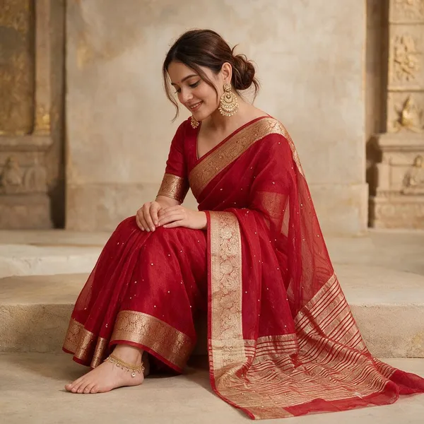 Red_Cotton_Silk_Striped_Pallu_Saree_For_Women