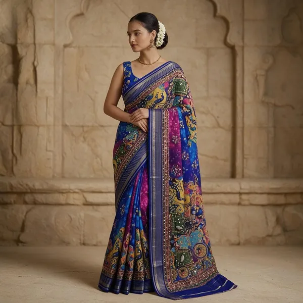 Blue_Georgette_Printed_Saree_For_Women