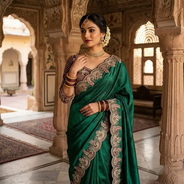 Green_Satin_Silk_Embroidered_Saree_For_Women