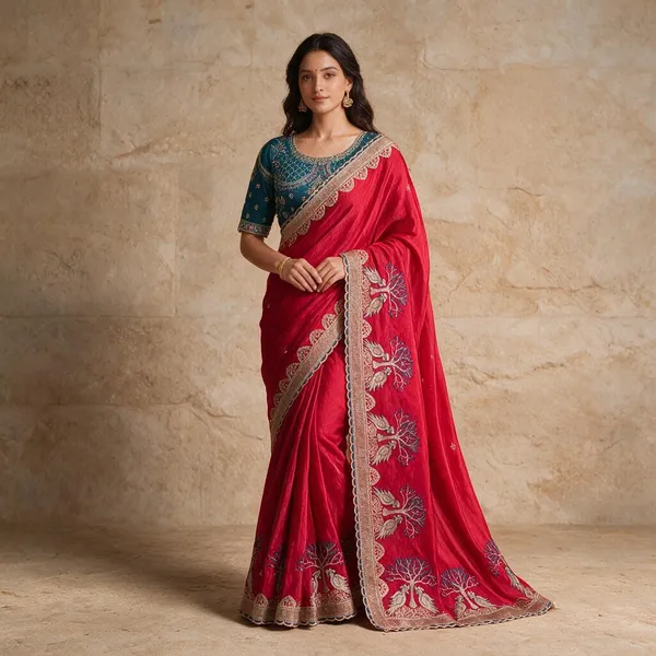 Pink_Satin_Silk_Embroidered_Saree_For_Women
