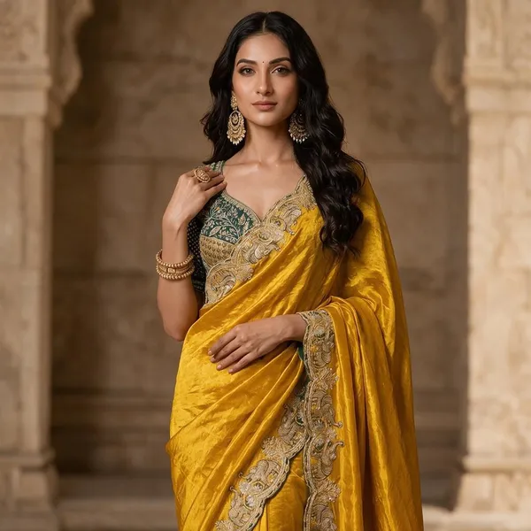 Yellow_Satin_Silk_Embroidered_Saree_For_Women