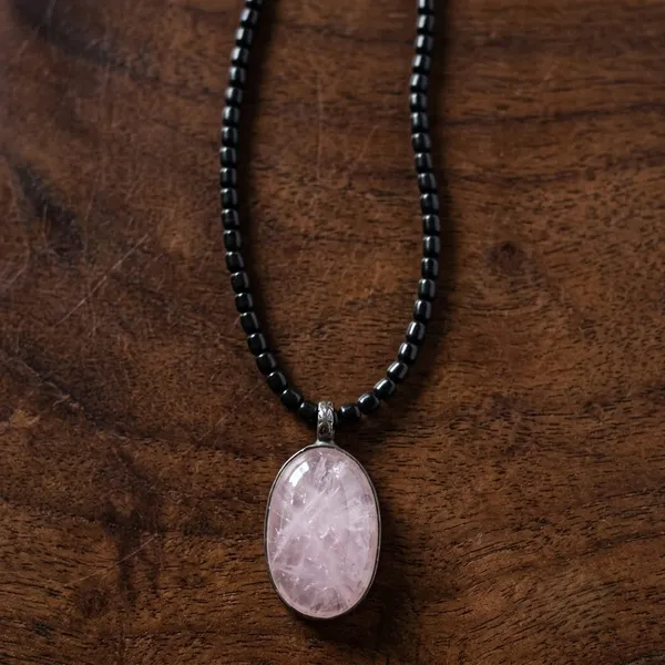Pink__Natural_Rose_Quartz___Round_Pendant_Mindfulness