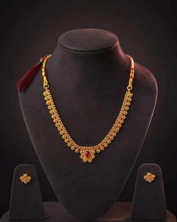 Gold_Tone_Traditional_Necklace_And_Earrings_Set_for_Women